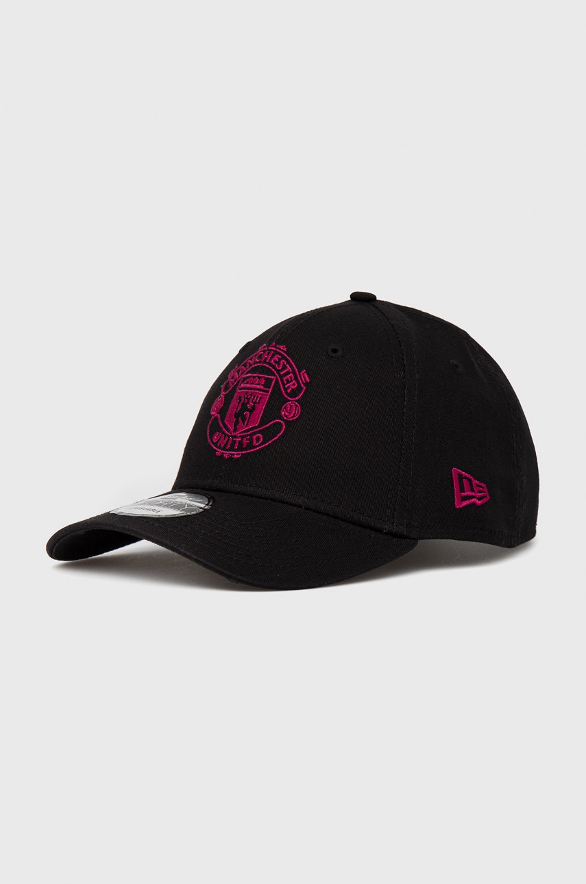 

Памучна шапка New Era в черно с апликация, Черен