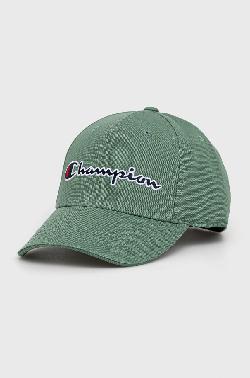 Champion caciula din bumbac 805550 culoarea verde, cu imprimeu