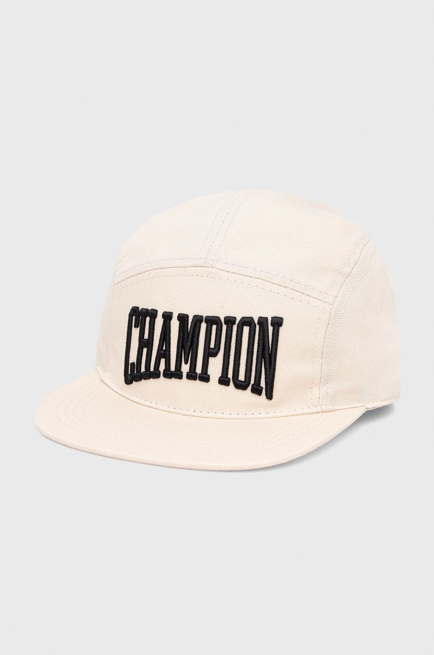Champion șapcă din bumbac 805554 culoarea bej, cu imprimeu