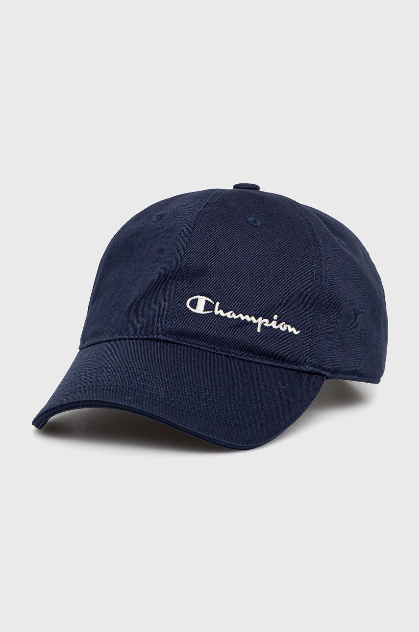 Champion czapka bawełniana kolor granatowy z aplikacją
