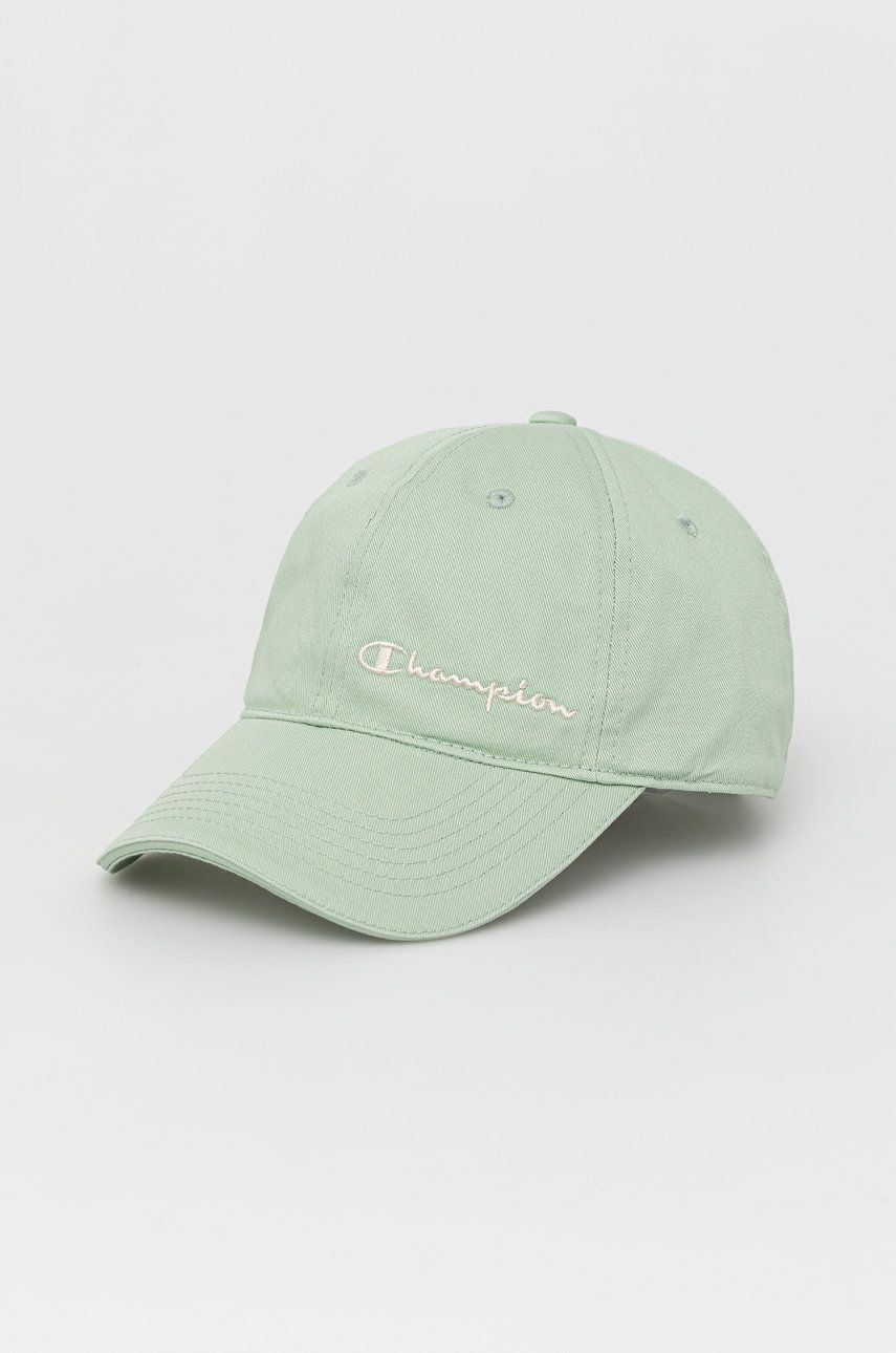 Champion czapka bawełniana kolor zielony z aplikacją