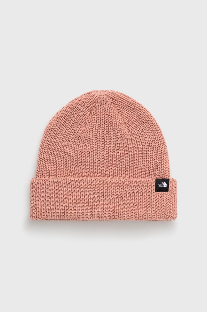 The North Face czapka kolor różowy z grubej dzianiny