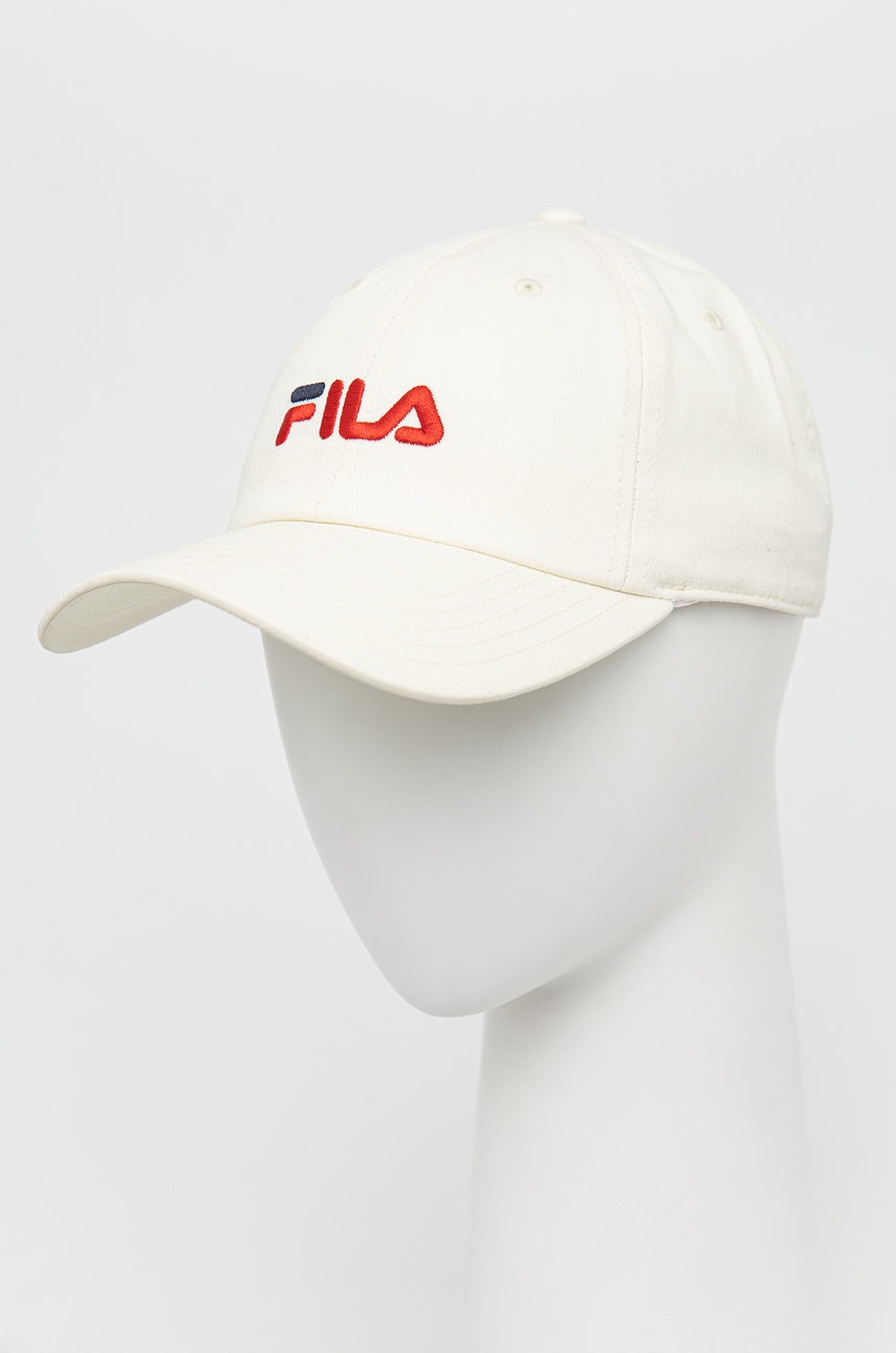 

Бавовняна кепка Fila колір бежевий з аплікацією