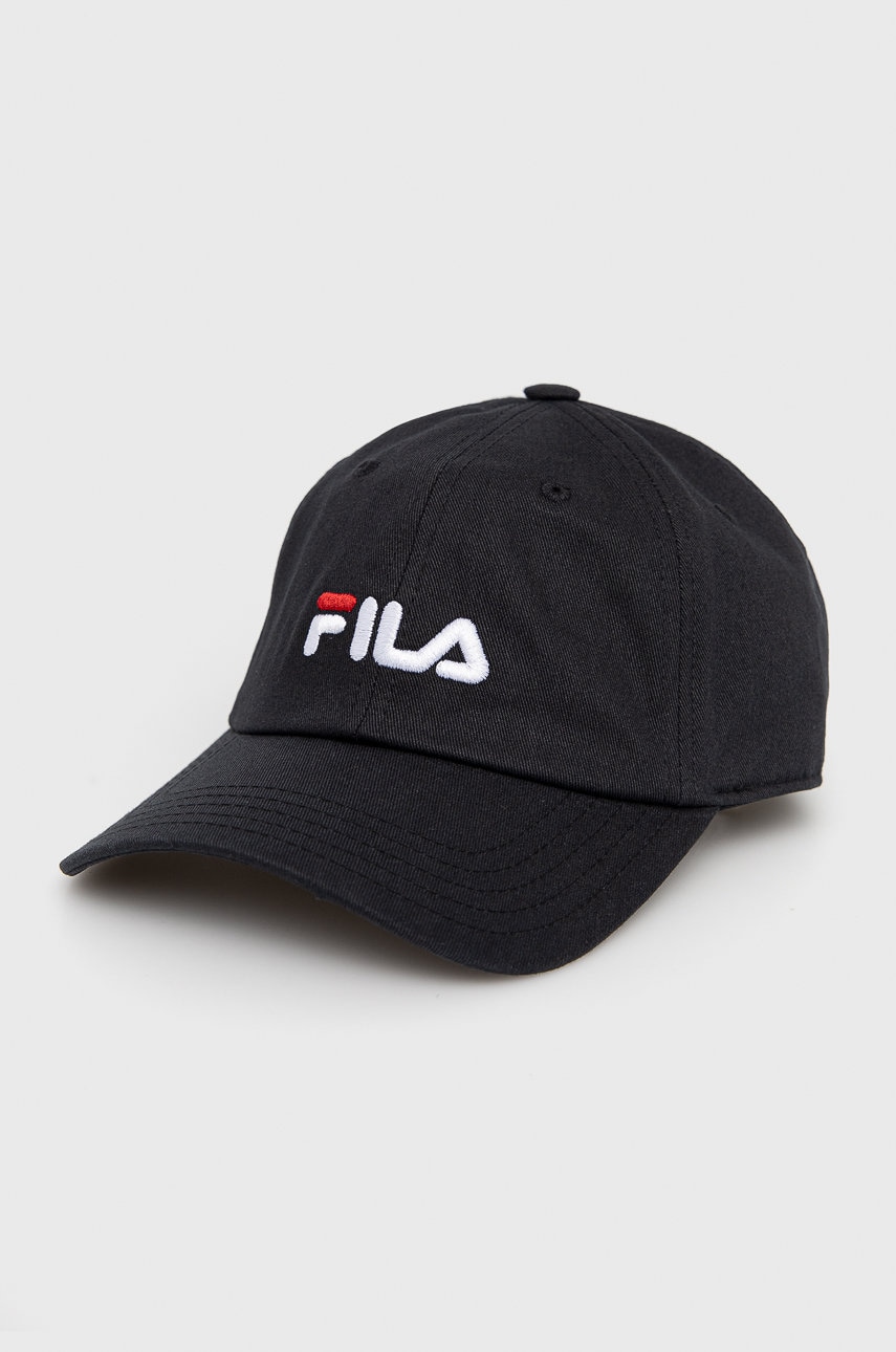 Fila Sapca Din Bumbac Culoarea Negru, Cu Imprimeu