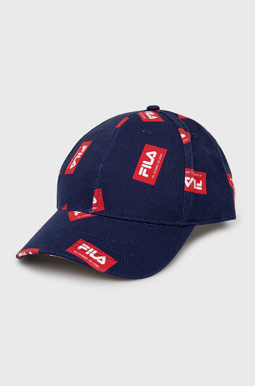 

Хлопковая кепка Fila цвет синий узор