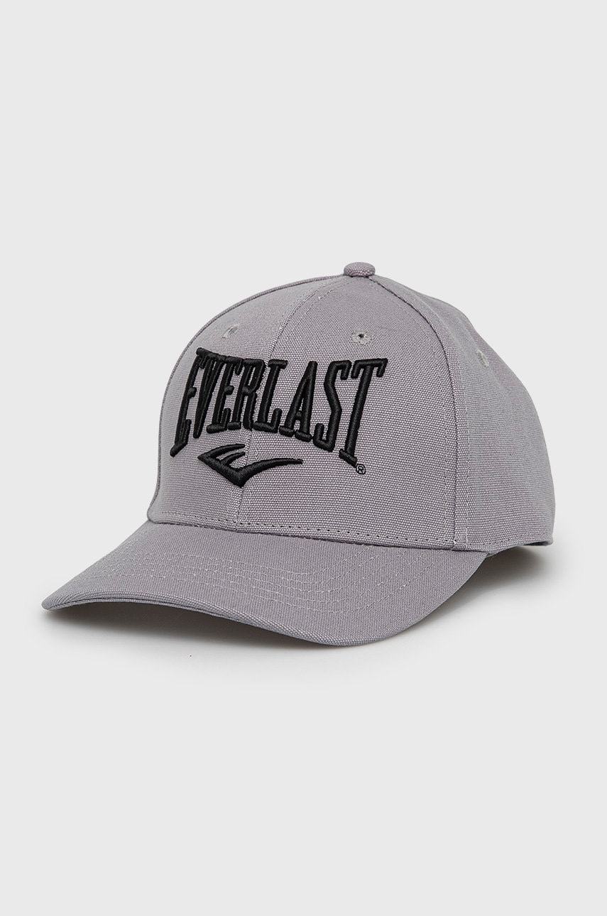 Bavlněná čepice Everlast šedá barva, s aplikací