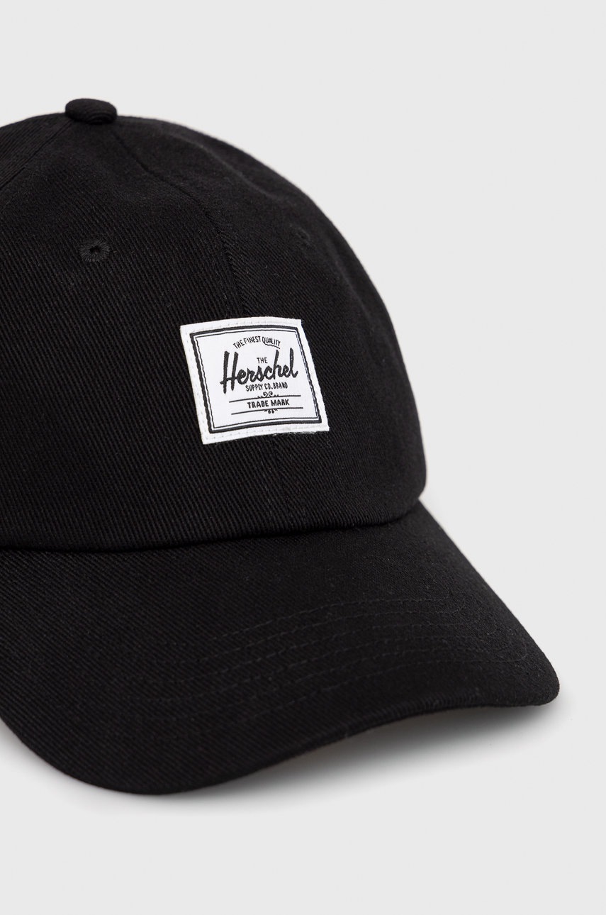 

Бавовняна кепка Herschel колір чорний з аплікацією