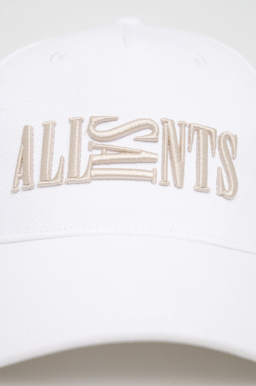

Бавовняна кепка AllSaints колір білий з аплікацією