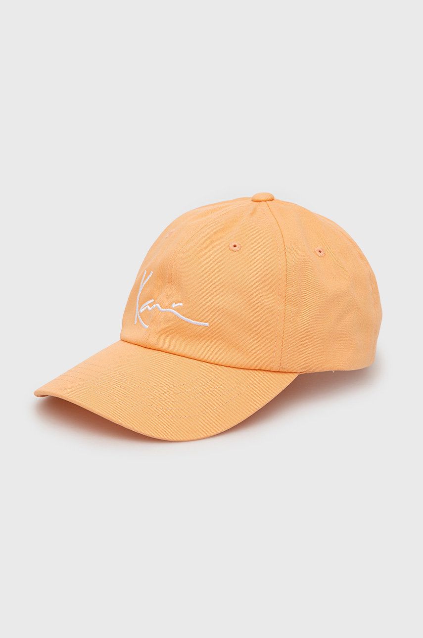 Karl Kani czapka z daszkiem bawełniana kolor pomarańczowy z aplikacją