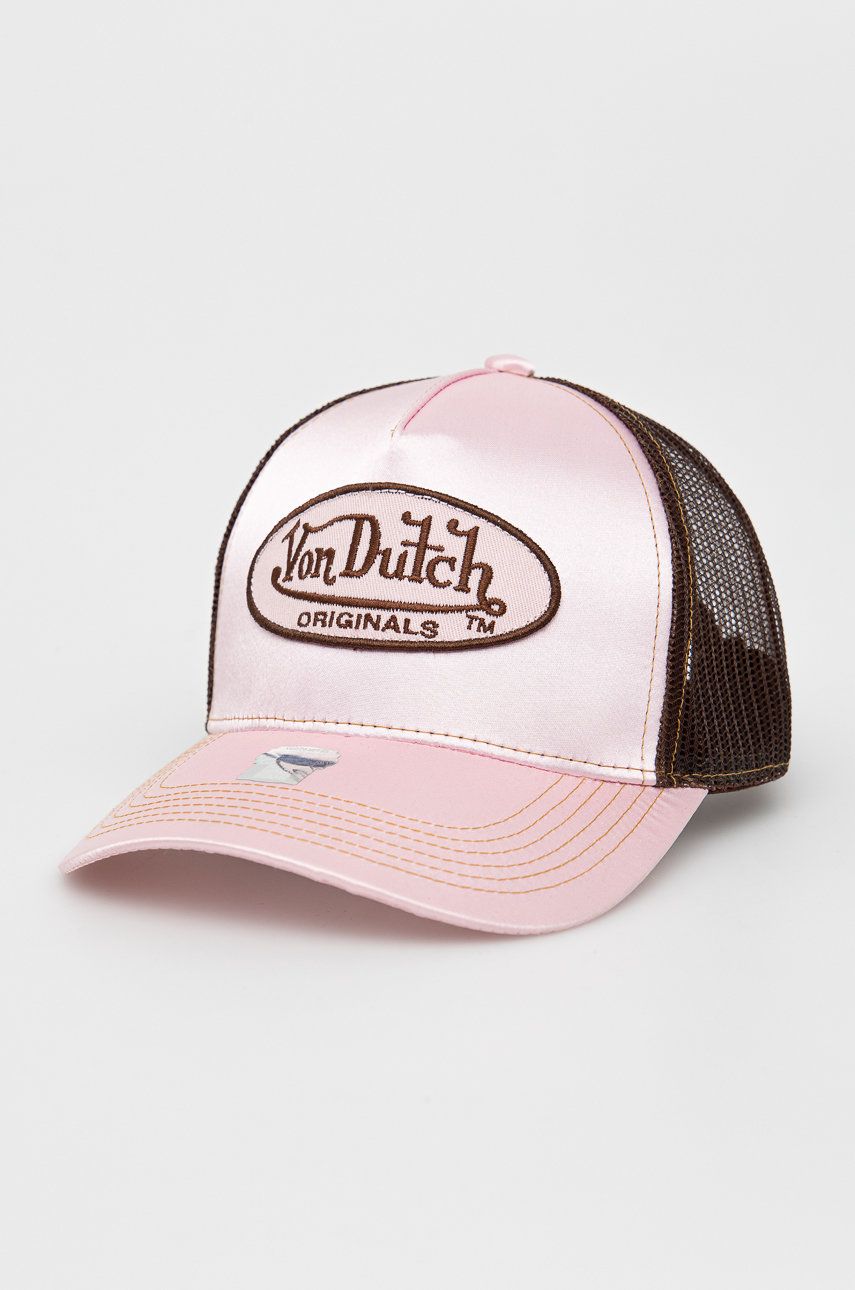 Von Dutch czapka kolor różowy z aplikacją