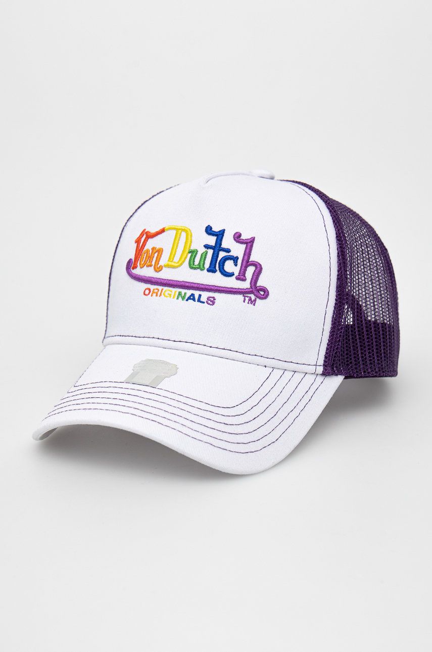 Von Dutch czapka kolor fioletowy z aplikacją