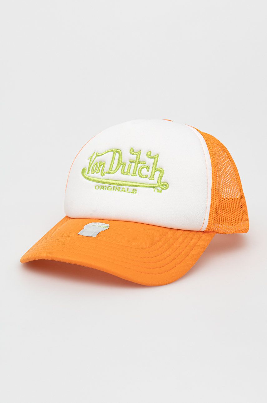 Von Dutch czapka kolor pomarańczowy z aplikacją