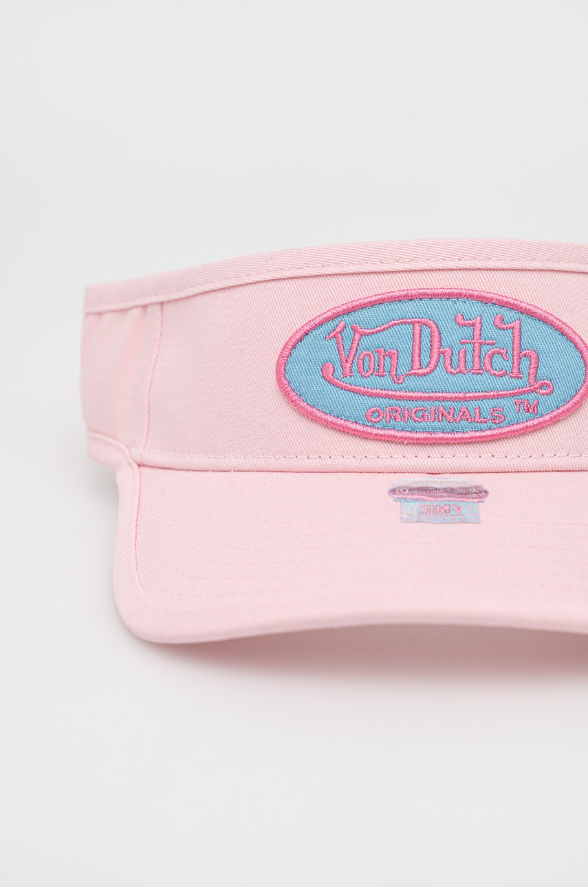 

Бавовняний козирок Von Dutch колір рожевий з аплікацією