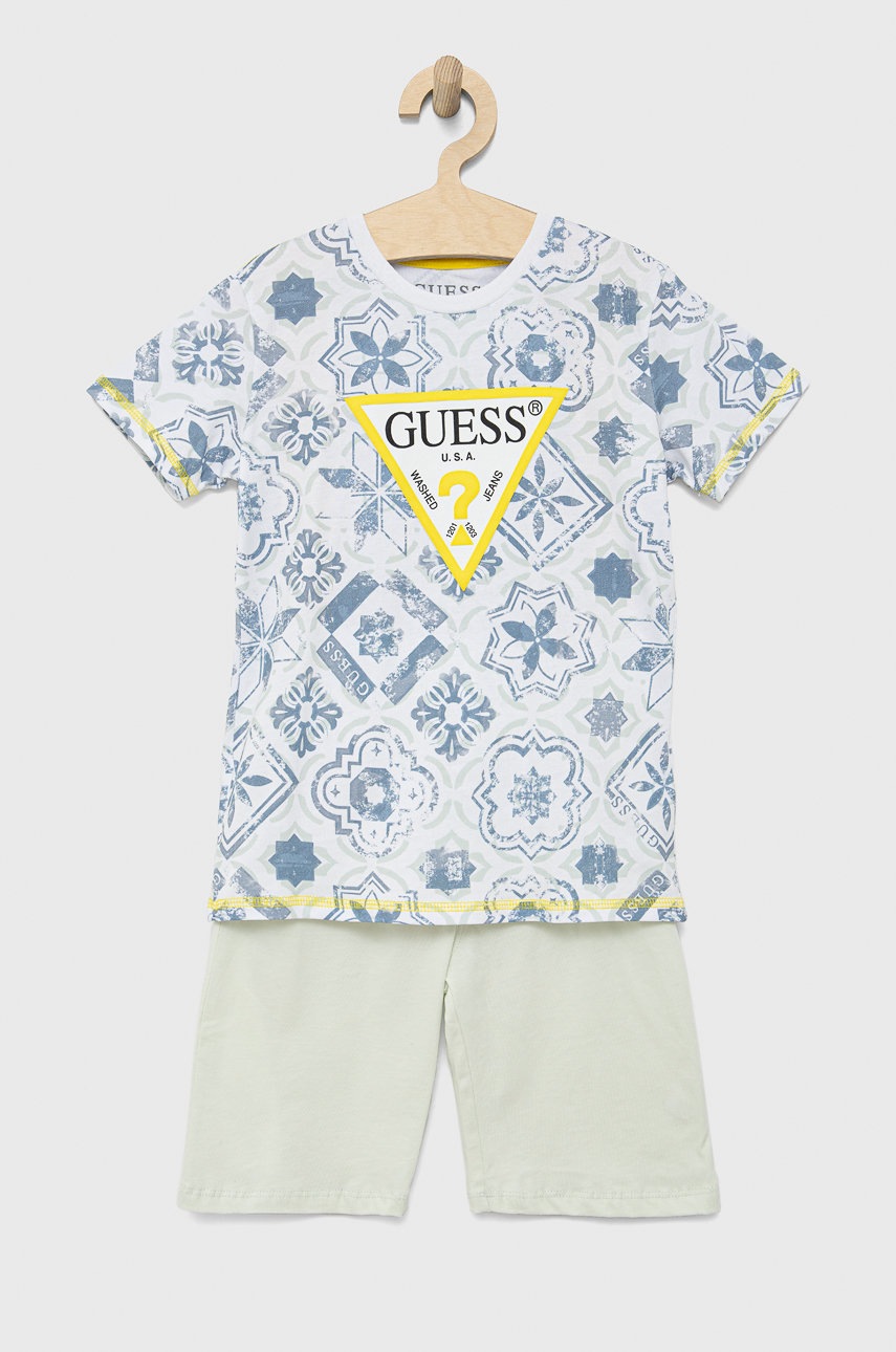

Детски памучен комплект Guess в зелено, Зелен