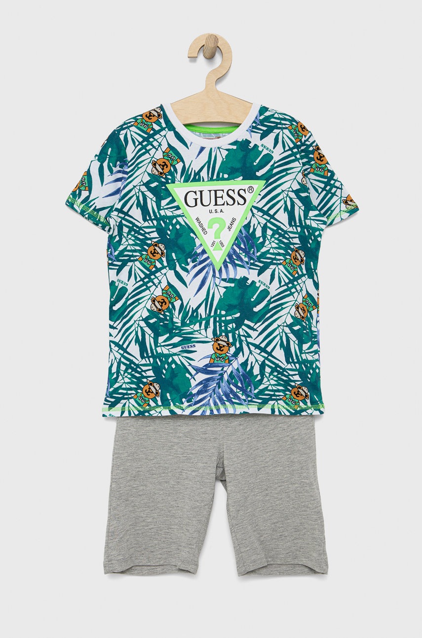 

Детски памучен комплект Guess в сиво, Сив
