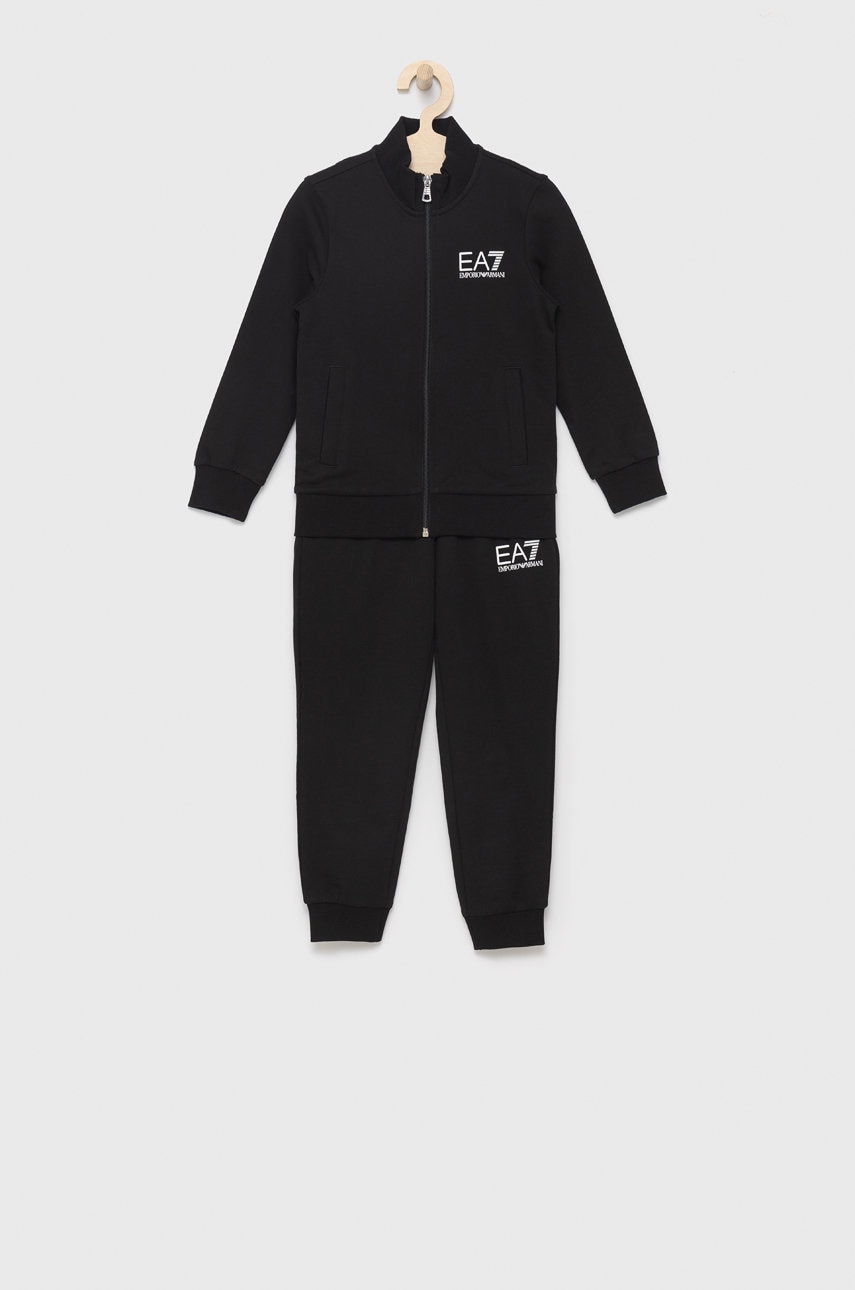 EA7 Emporio Armani trening de bumbac pentru copii culoarea negru
