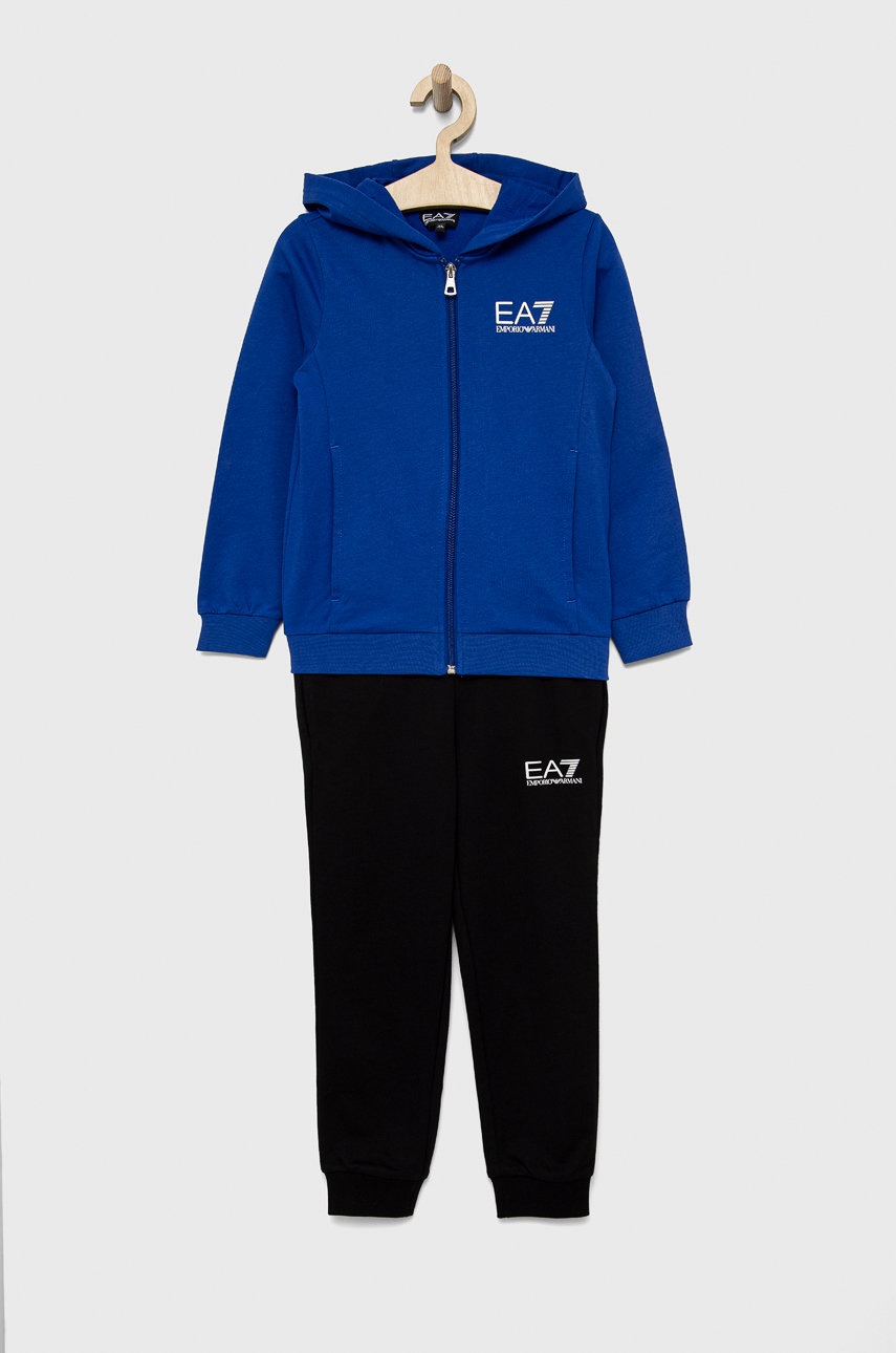 

Детски памучен анцуг EA7 Emporio Armani, Син