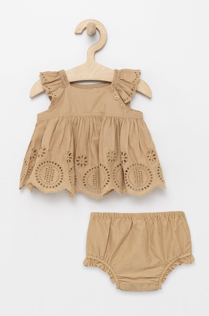 Gap set de bumbac pentru copii culoarea maro