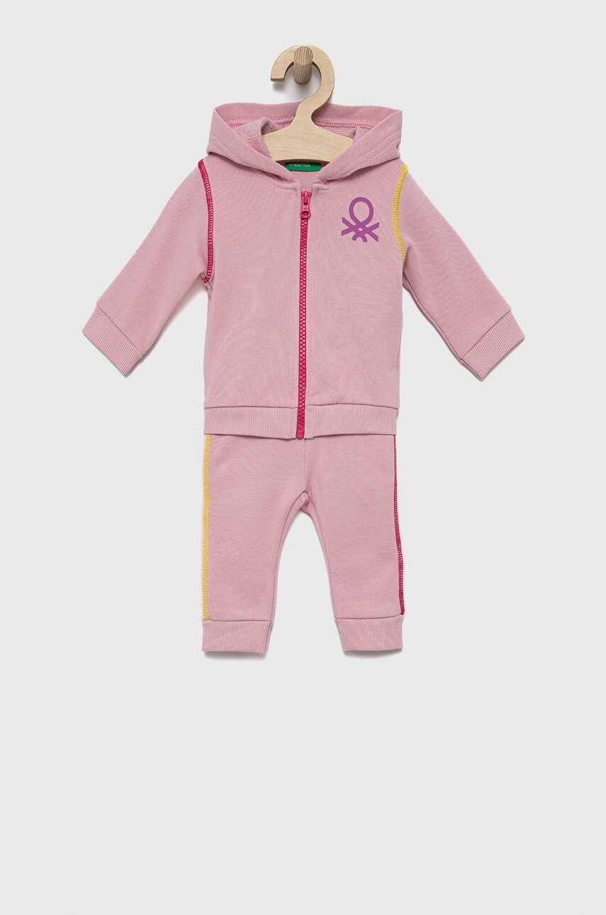United Colors Of Benetton trening de bumbac pentru copii culoarea roz