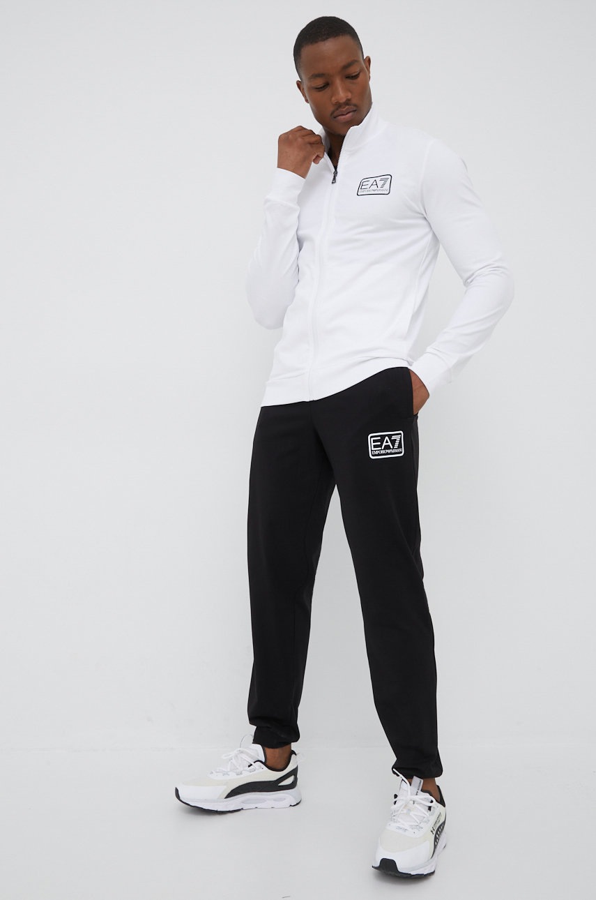 EA7 Emporio Armani trening barbati, culoarea alb EA7 Emporio Armani trening barbati, culoarea alb answear.ro
