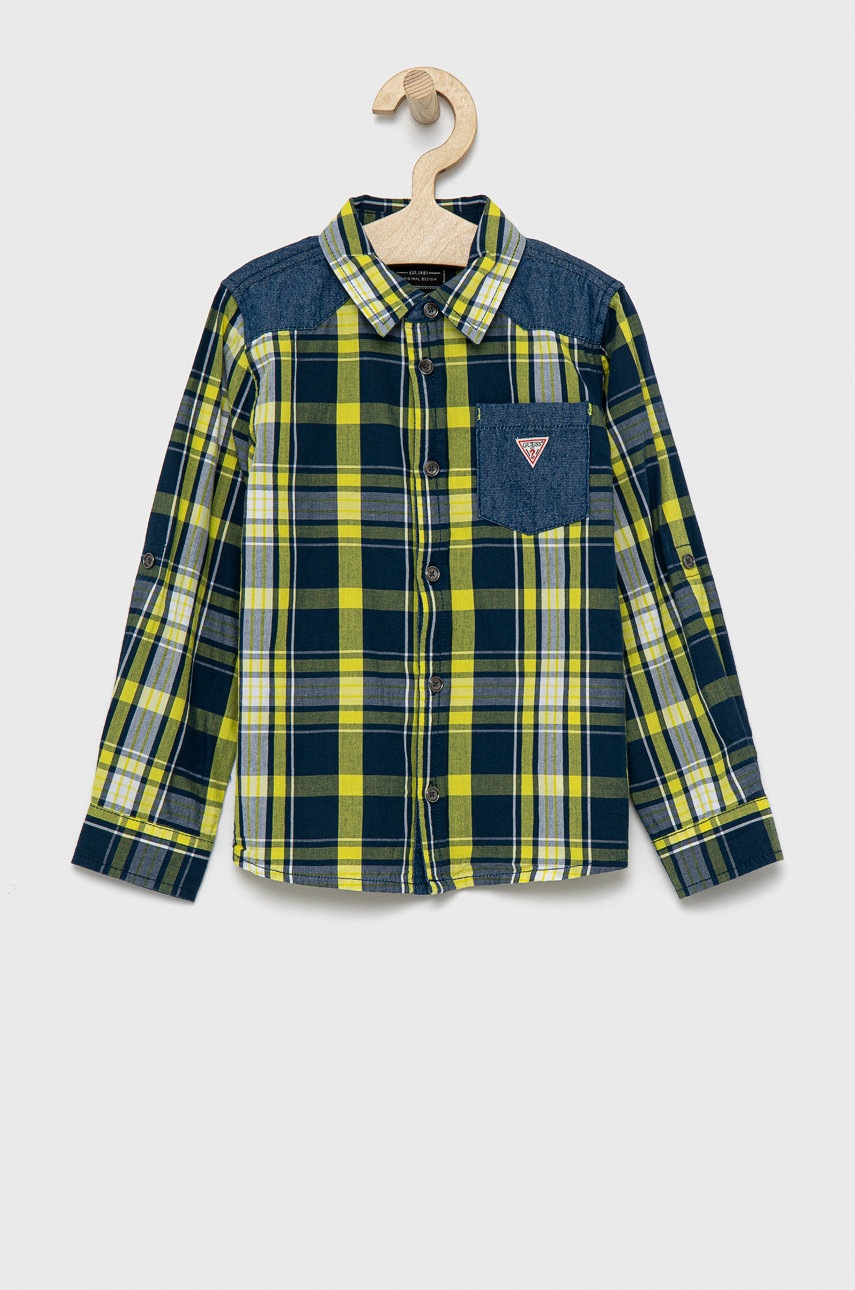 

Детска памучна риза Guess, Жълт