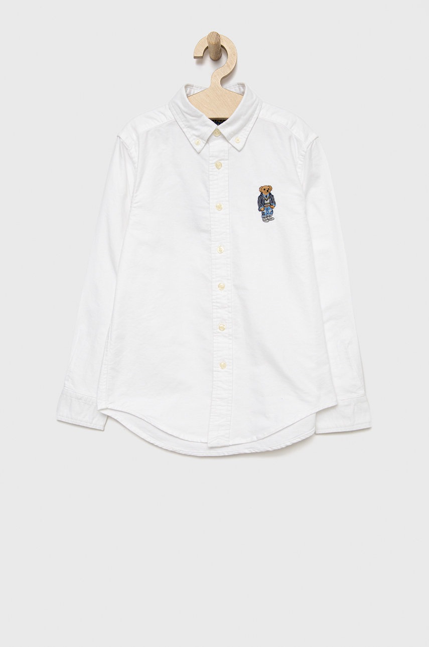 

Детска памучна риза Polo Ralph Lauren в бяло, Бял