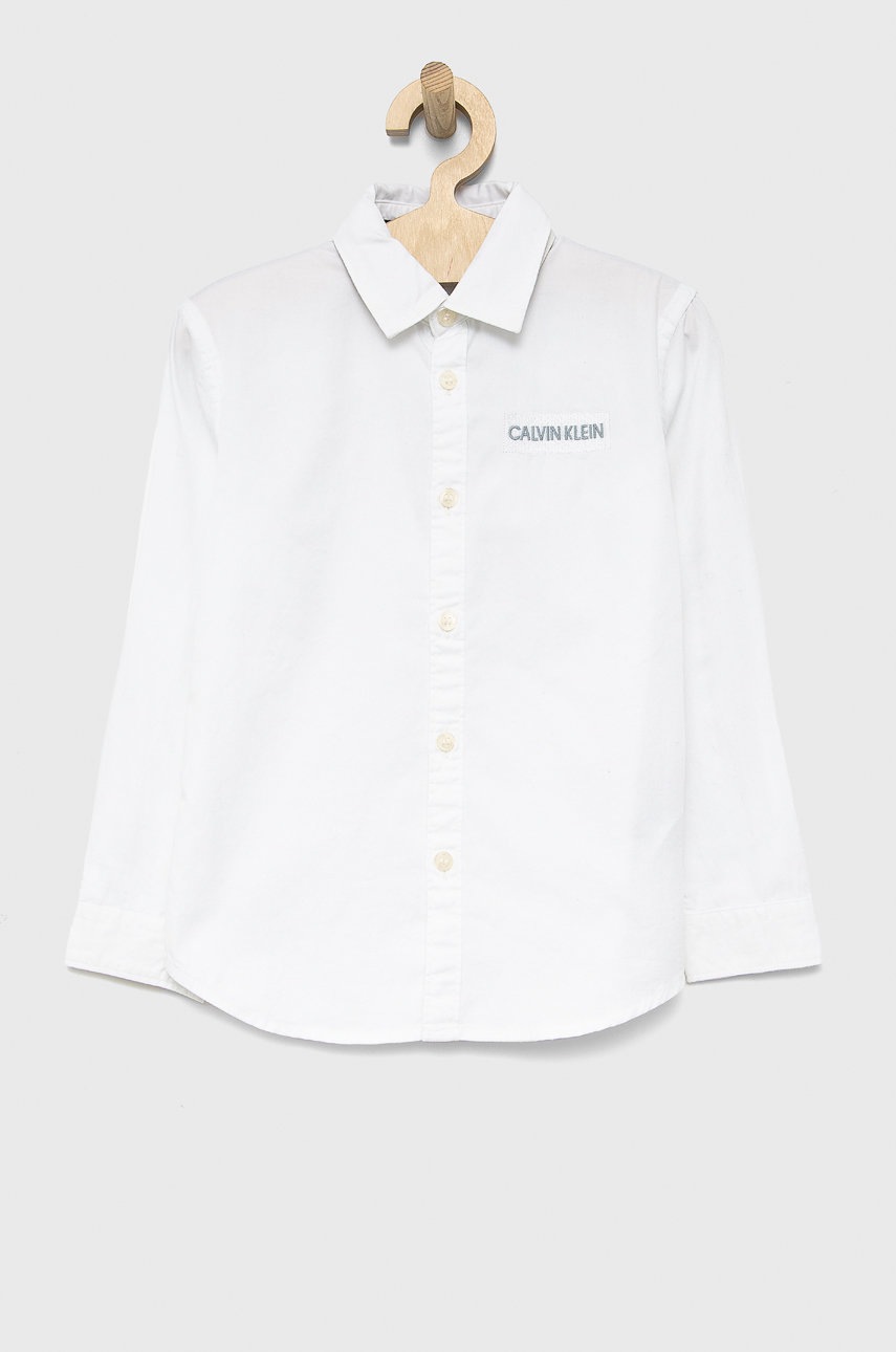

Детска памучна риза Calvin Klein Jeans в бяло, Бял