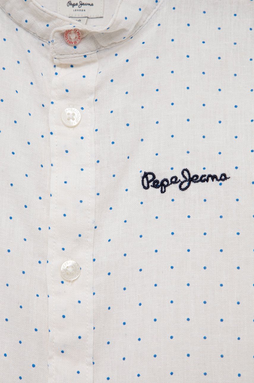 Pepe Jeans Cămașă Din Amestec De In Pentru Copii Culoarea Alb