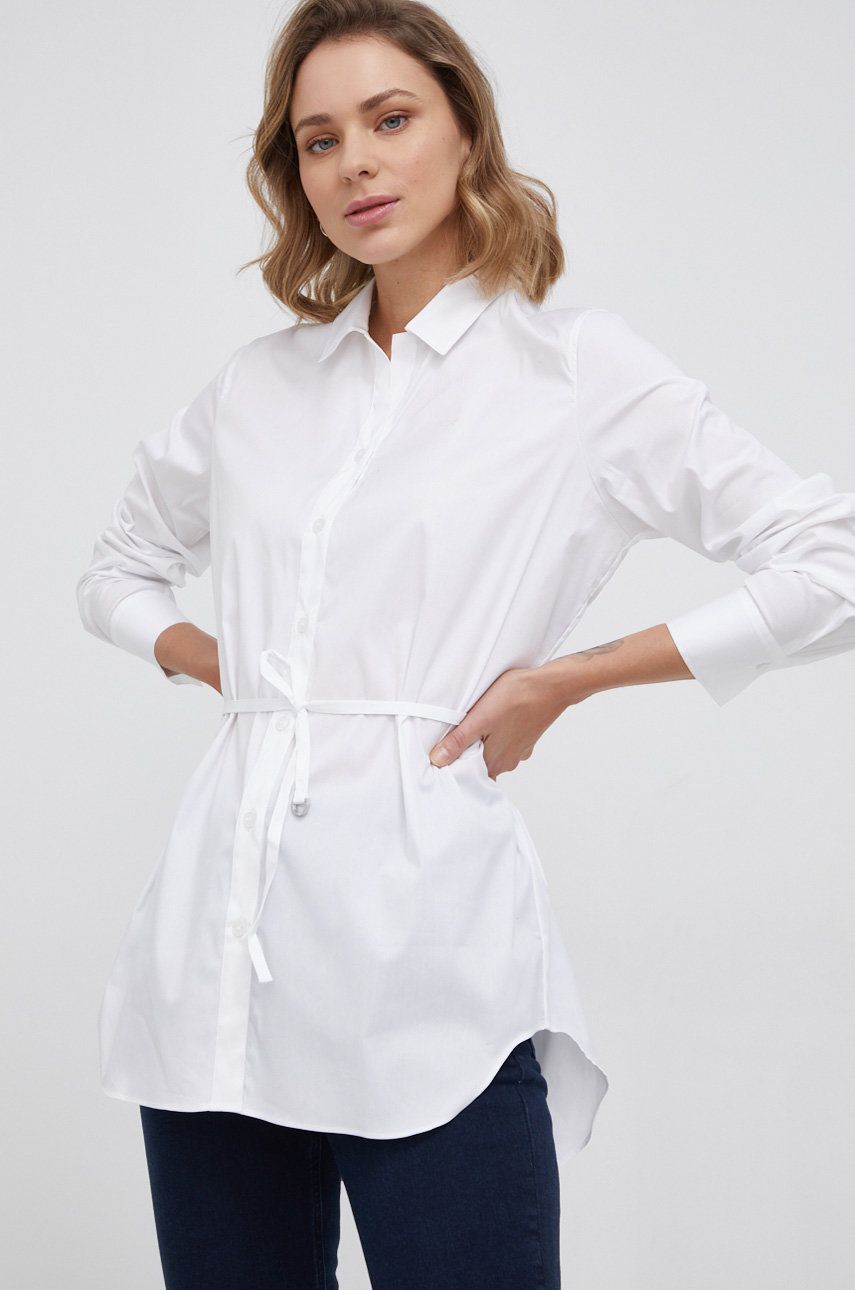 Calvin Klein Koszula damska kolor biały regular z kołnierzykiem klasycznym