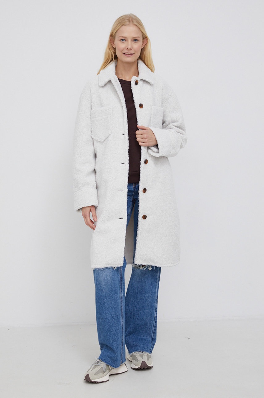 

Пальто Samsoe Samsoe колір сірий перехідне oversize