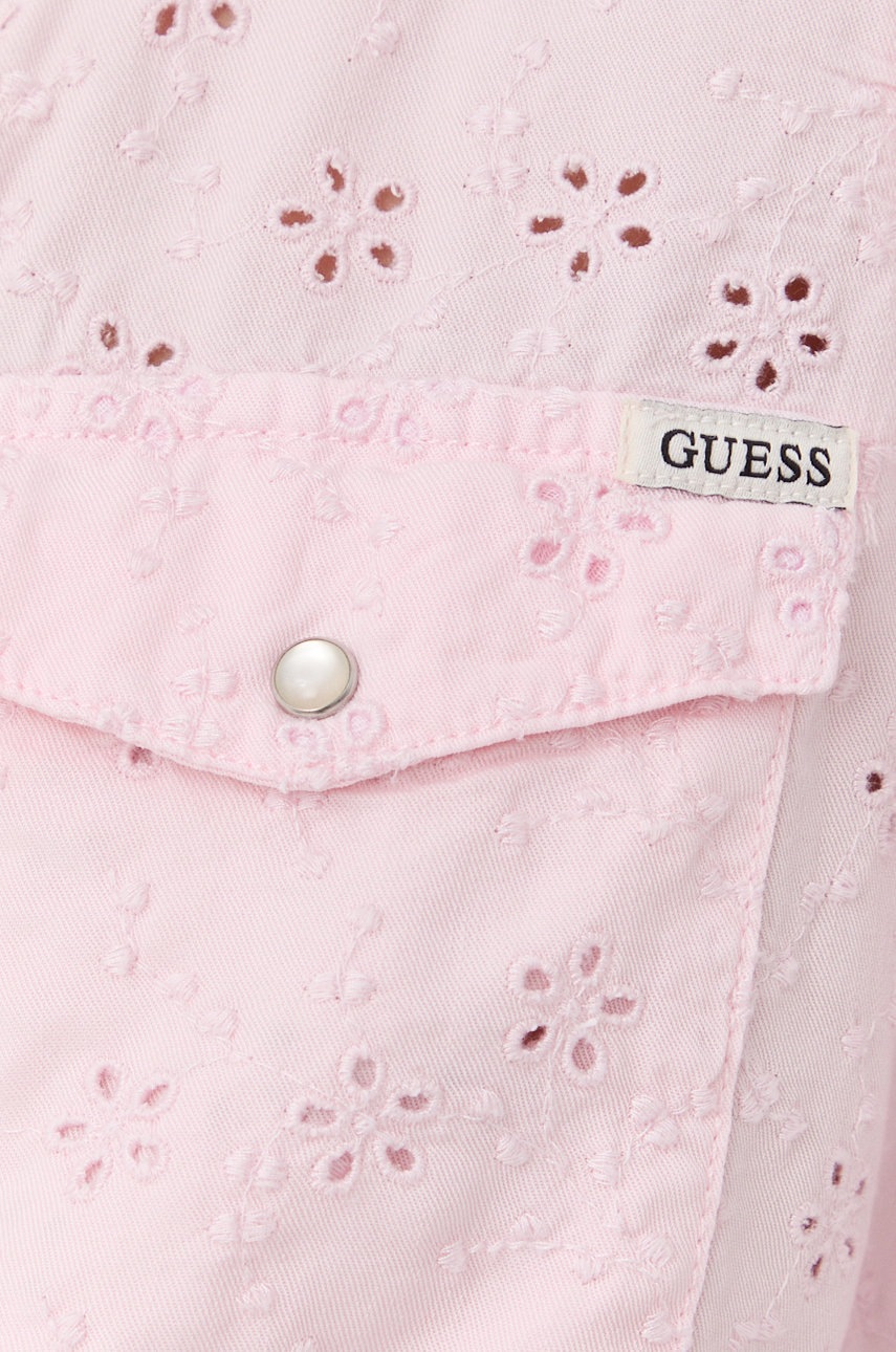 

Сорочка Guess жіноча колір рожевий regular класичний комір