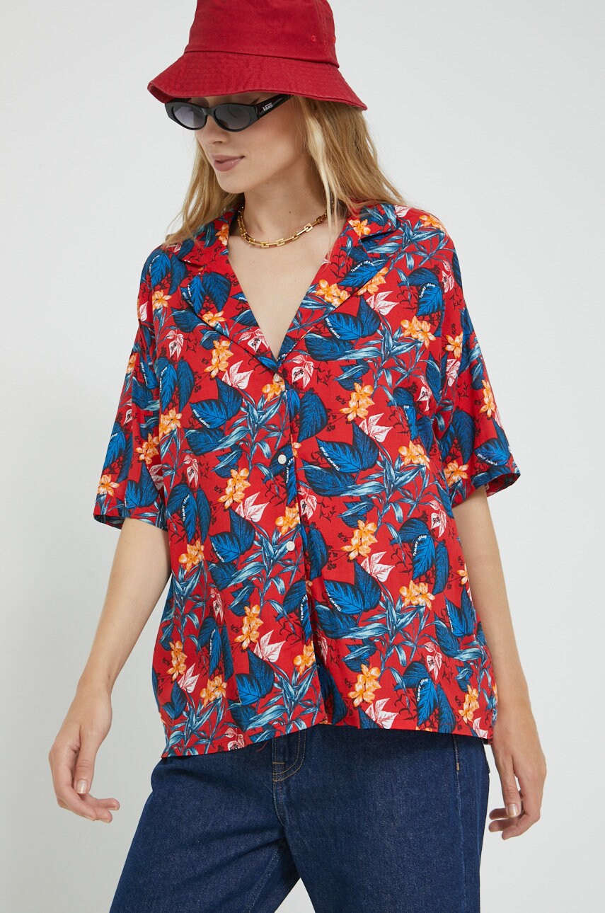 

Рубашка Tommy Jeans женская цвет красный relaxed классический воротник