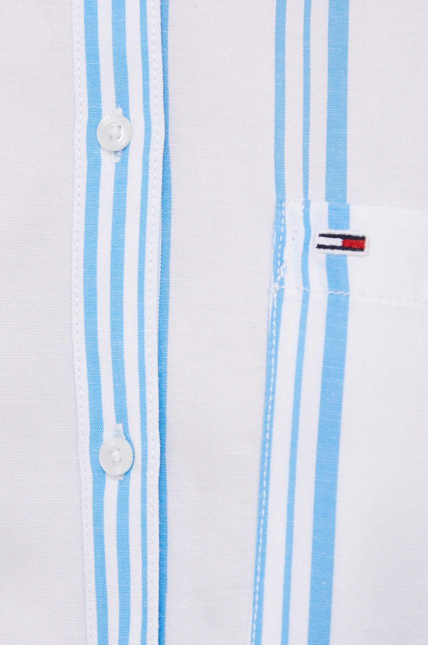 

Рубашка с примесью льна Tommy Jeans женская regular классический воротник