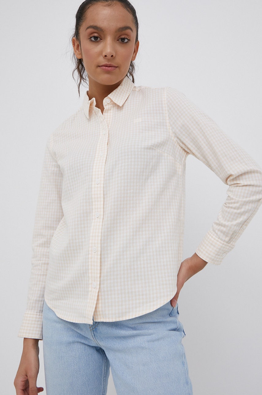 Levi's camasa din bumbac femei, culoarea portocaliu, cu guler clasic, regular