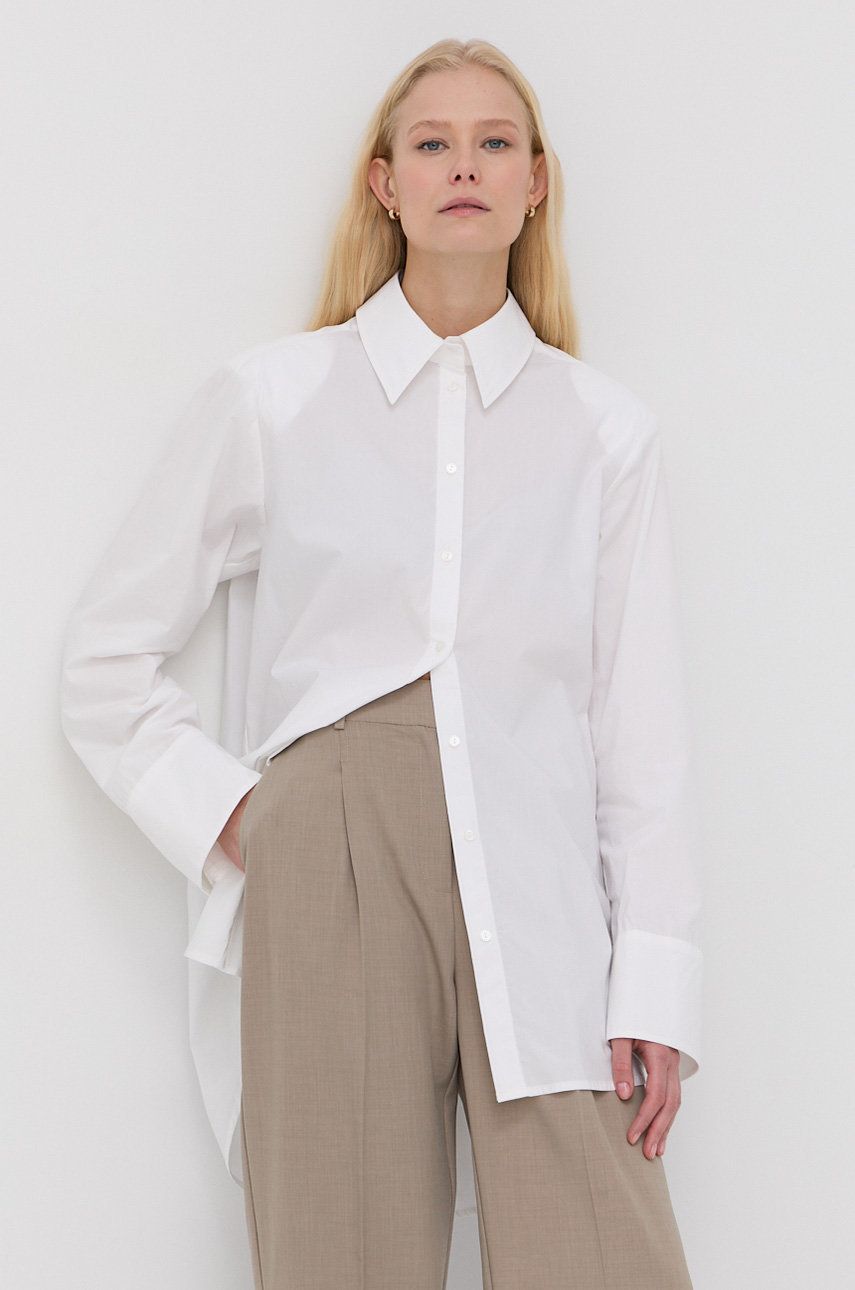 Birgitte Herskind Cămașă din bumbac Mr Shirt femei, culoarea alb, cu guler clasic, relaxed