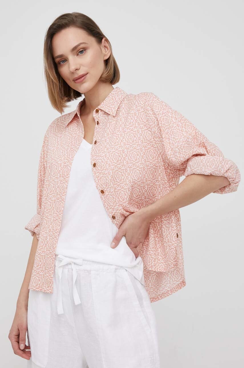 Scotch & soda camasa femei, culoarea roz, cu guler clasic, regular