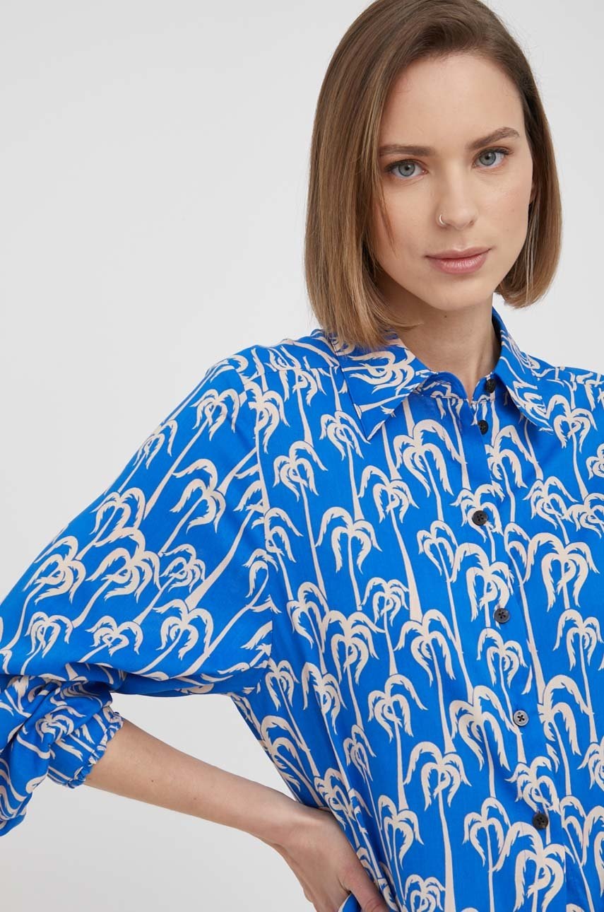 

Риза Scotch & Soda дамска в тъмносиньо със стандартна кройка с класическа яка, Тъмносин