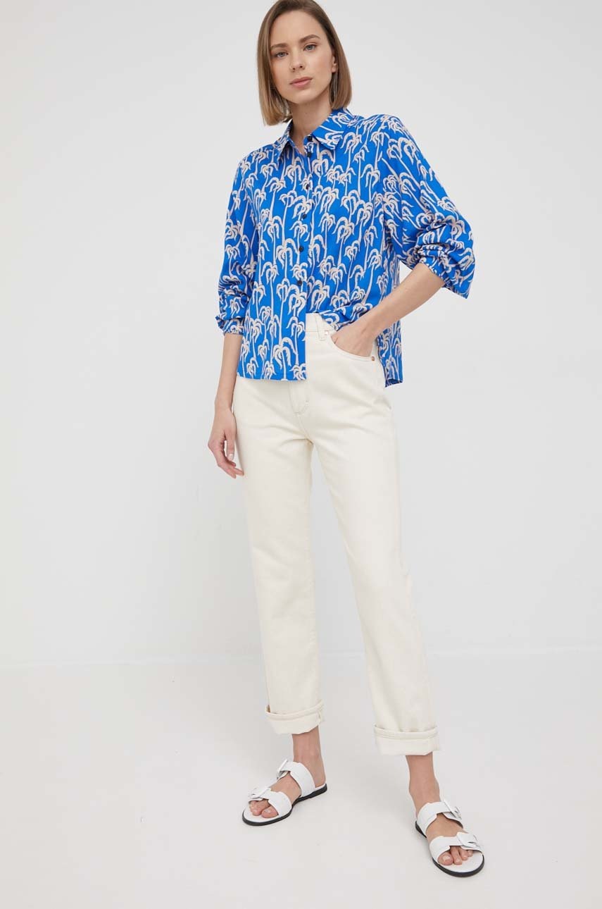 

Сорочка Scotch & Soda жіноча колір синій regular класичний комір