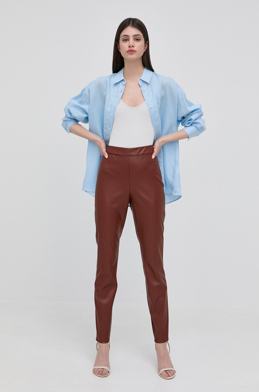 Trussardi camasa de in femei, cu guler clasic, relaxed
