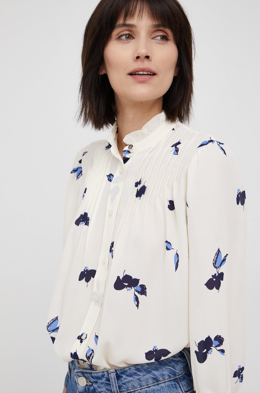 

Риза Lauren Ralph Lauren дамска в бежово със стандартна кройка с права яка, Бежов