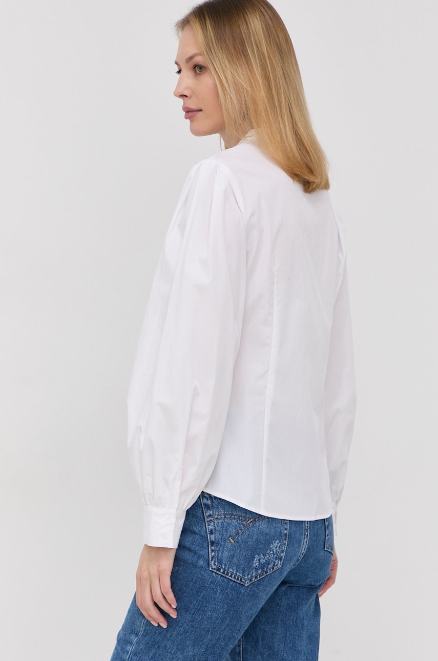 

Хлопковая рубашка MAX&Co. женская цвет белый slim со стойкой