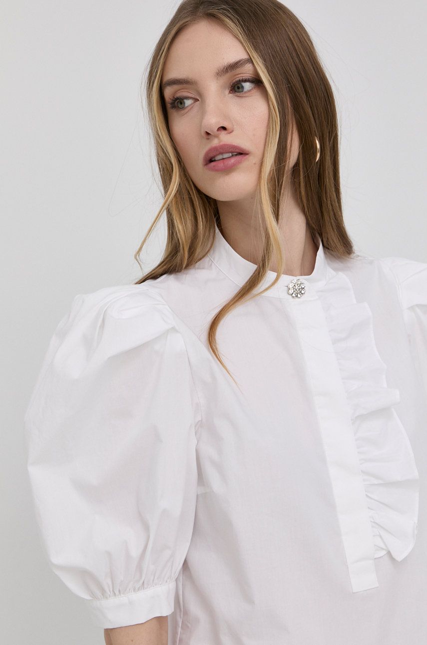 Custommade bluza din bumbac femei, culoarea alb, neted answear.ro