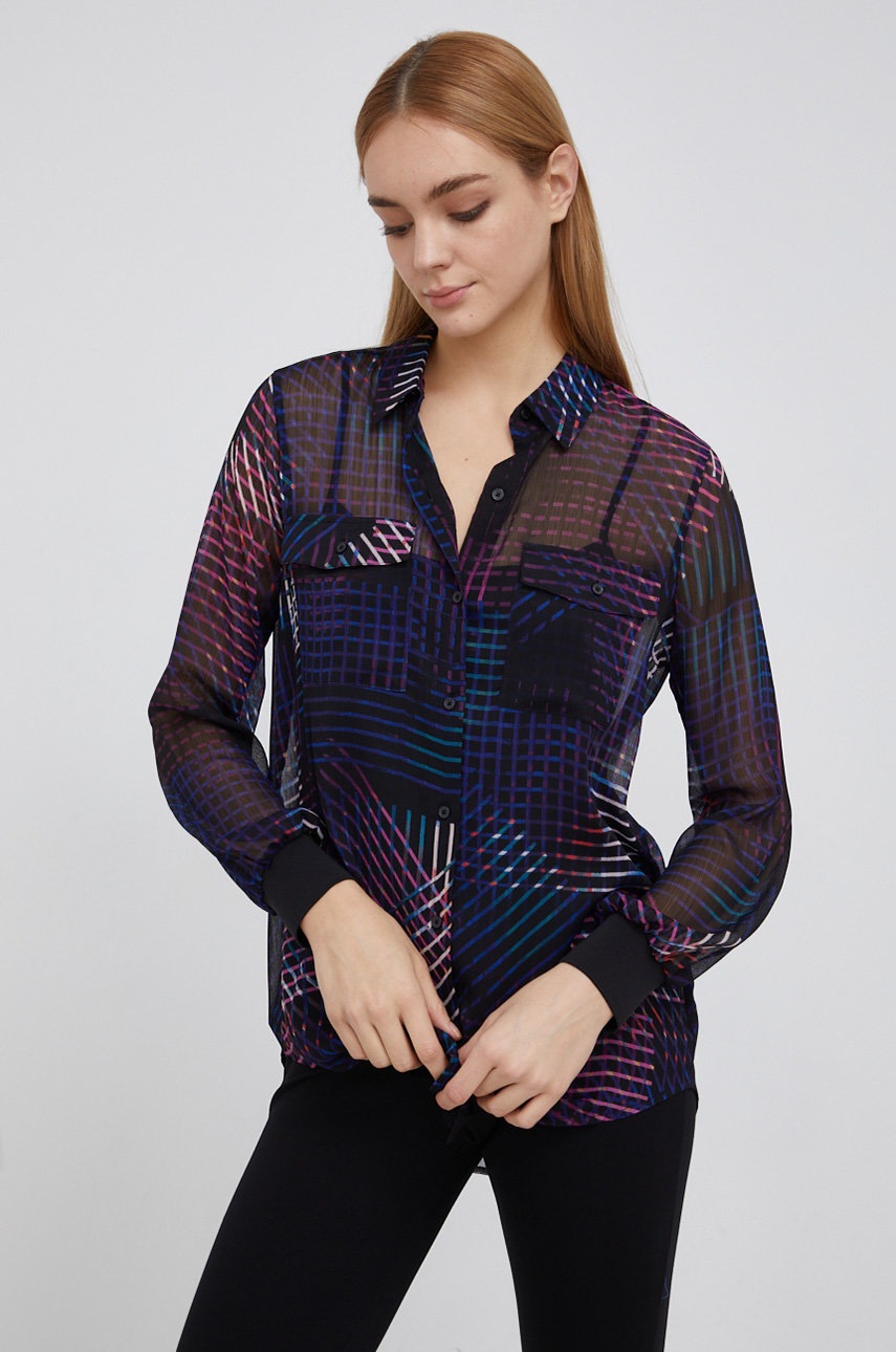 

Риза Dkny дамска със стандартна кройка с класическа яка, Многоцветен