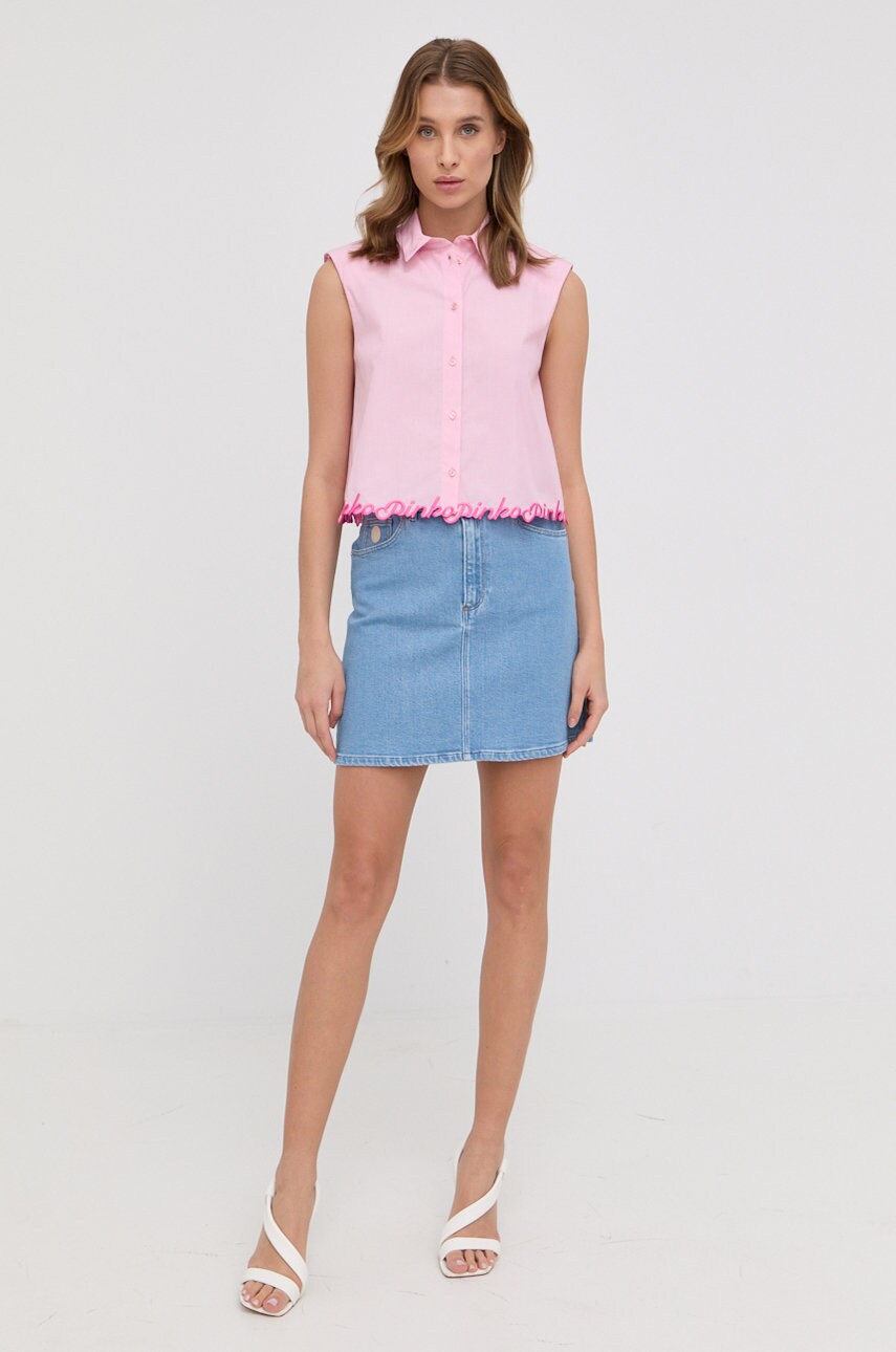 

Сорочка Pinko жіноча колір рожевий regular класичний комір