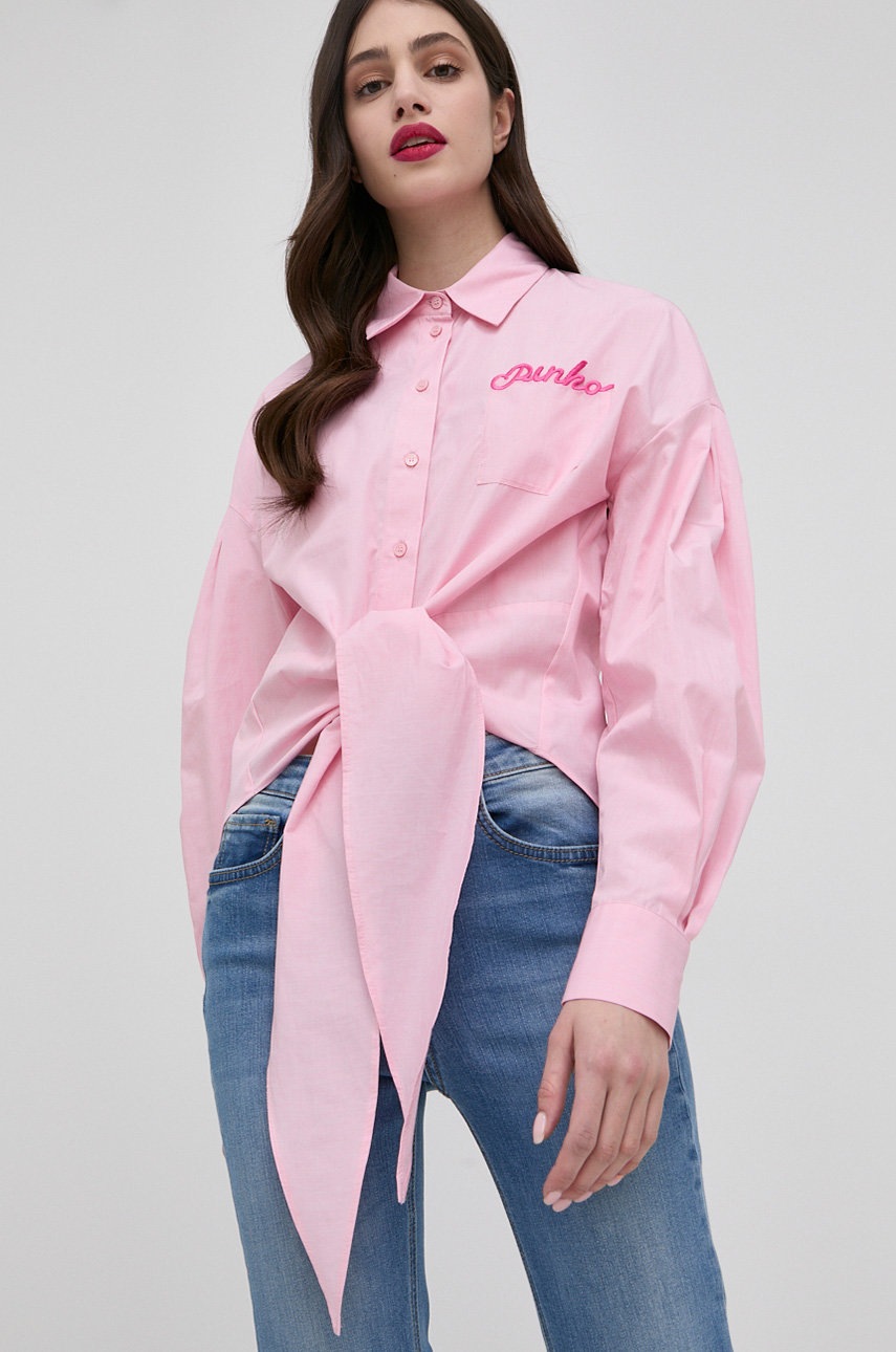 

Рубашка Pinko женская цвет розовый relaxed классический воротник