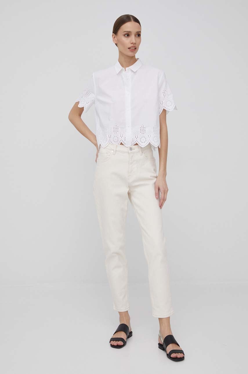

Хлопковая рубашка Pepe Jeans Laura женская цвет белый regular классический воротник