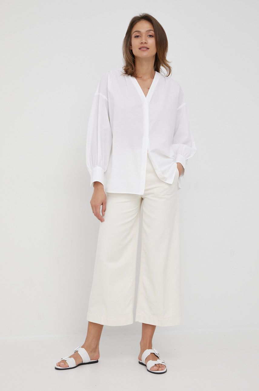 Drykorn camasa din bumbac femei, culoarea alb, relaxed answear.ro imagine noua 2022