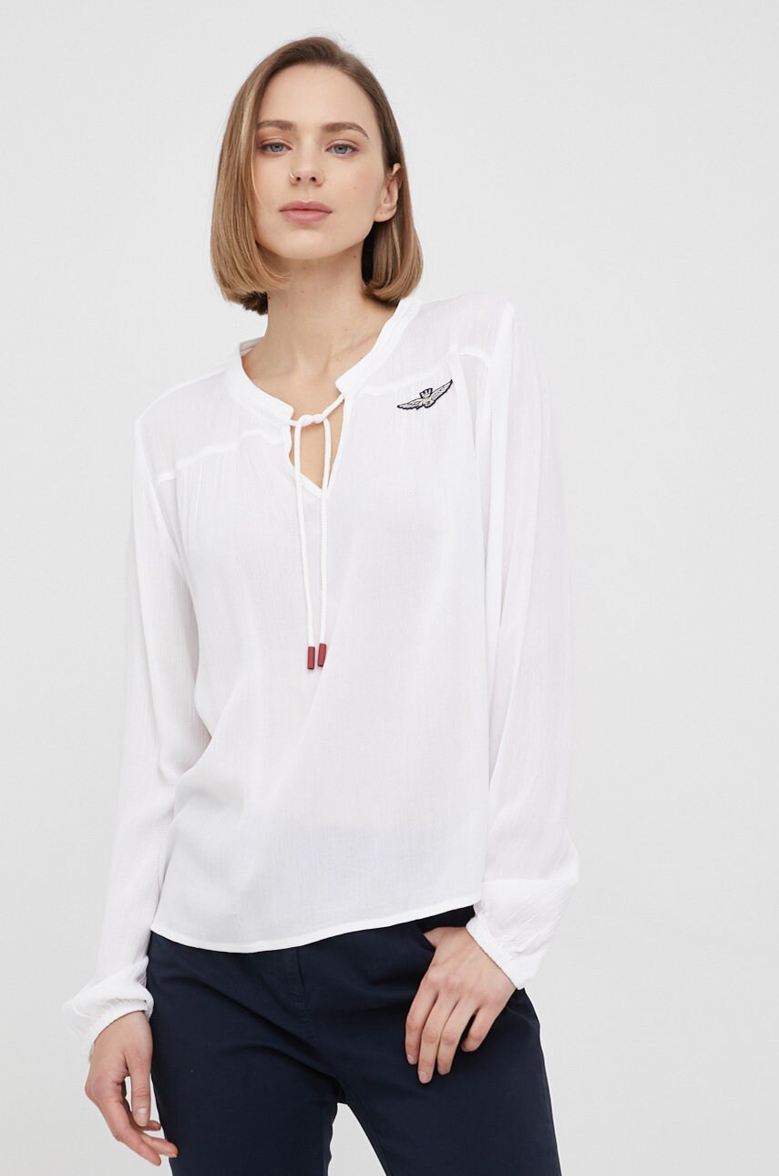 Aeronautica militare bluza femei, culoarea alb, neted