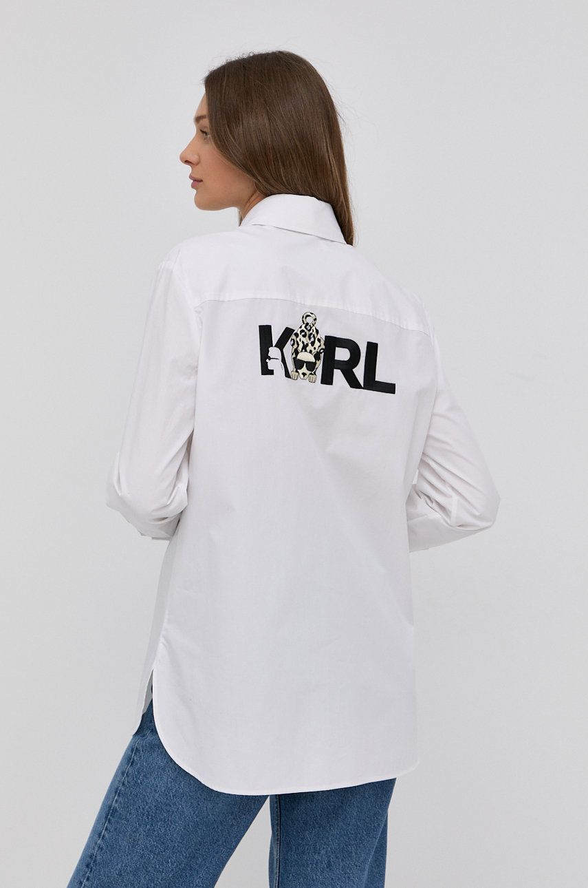 Karl Lagerfeld camasa din bumbac femei, culoarea alb, cu guler clasic, regular 2023 ❤️ Pret Super answear imagine noua 2022