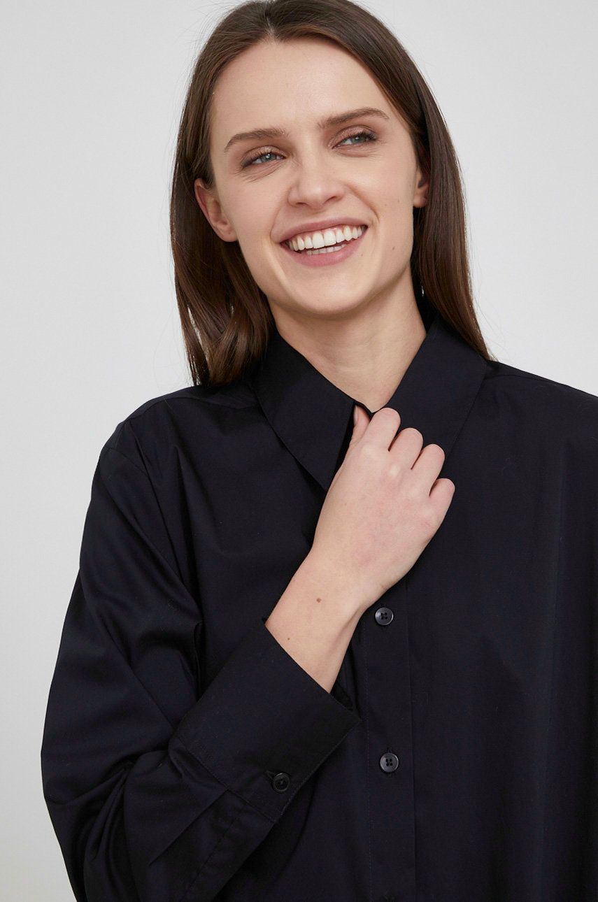 United Colors of Benetton camasa femei, culoarea negru, cu guler clasic, regular 2022 ❤️ Pret Super answear imagine noua 2022